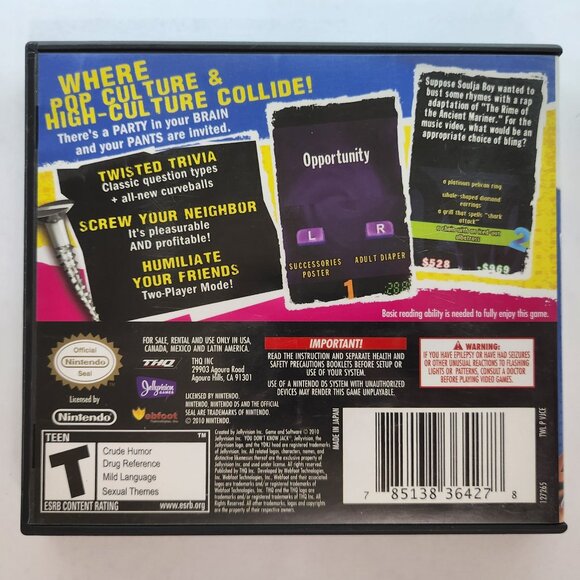 You Don't Know Jack Trivia Game for Nintendo DS CIB - Picture 3 of 9